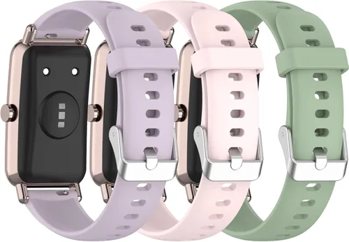 Vista 8 de Compatible con la mini correa de reloj Huawei, correa de silicona suave para reloj inteligente, correa de repuesto ajustable de liberación rápida