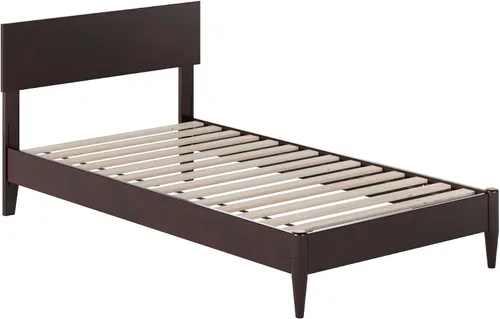 Vista 9 de AFI, Aria - Cama de plataforma moderna de perfil bajo de madera maciza, tamaño individual, color espresso