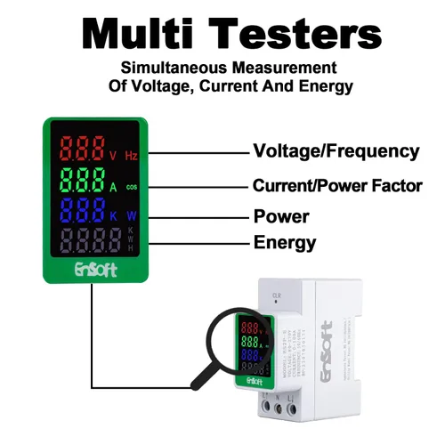 Vista 2 de Medidor de Energía Digital CA, 80-270V 100A Amperímetro Voltímetro Amperímetro Probador de Voltaje Amperios Vatios Kwh Factor de Potencia Medidor
