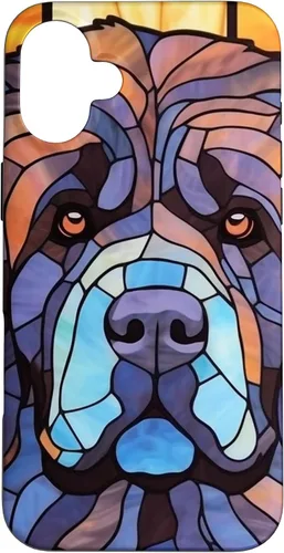 Vista 23 de Newfoundland Dog Stained Glass Case for iPhone 17