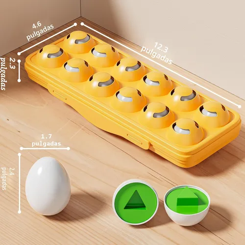 Vista 5 de JUKUDAHU Huevos Emparejados Juguetes para Niños Pequeños de 1 2 3 4 Años - Juegos de Clasificación de Formas y Colores, Huevos de Pascua para Niños