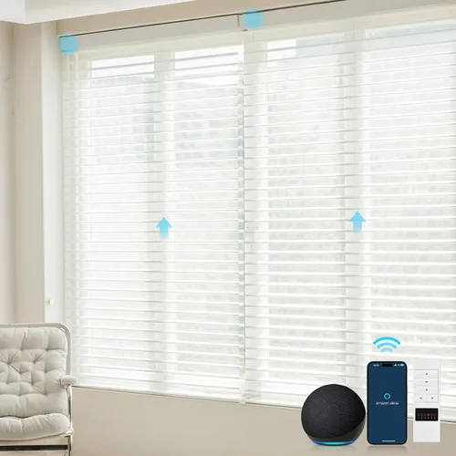 Vista 12 de ZSTARR Shangri-La Motorized - Persianas enrollables para ventana con filtro de luz, compatibles con control remoto Alexa Google, persianas