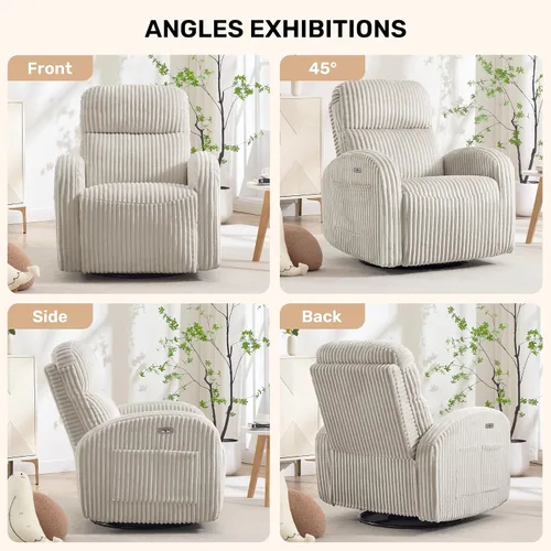 Vista 9 de Silla reclinable mecedora giratoria eléctrica, silla reclinable Gris Liight