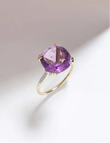 Vista 4 de YoTreasure Anillo de oro amarillo macizo de 10 quilates de amatista de 6,11 quilates
