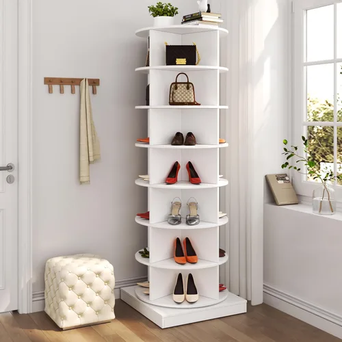 Vista 7 de Estante giratorio para zapatos, zapatero giratorio de 6 niveles, organizador de zapatos giratorio de 360° que puede contener 24 pares de zapatos