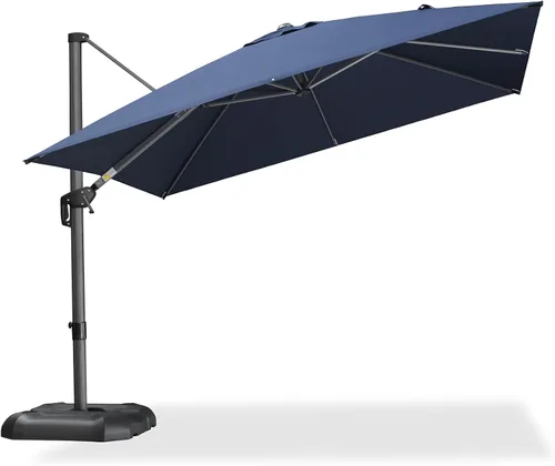 Vista 65 de PURPLE LEAF Sombrilla de patio de 8 pies para exteriores, sombrilla voladiza cuadrada de aluminio con rotación de 360 grados para jardín, terraza