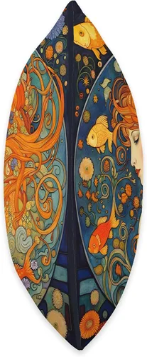 Vista 2 de Red haired Art Nouveau Woman Of The Waters Hermosa almohada estilo Art Nouveau de la mujer pelirroja de las aguas, 16 x 16 pulgadas, multicolor