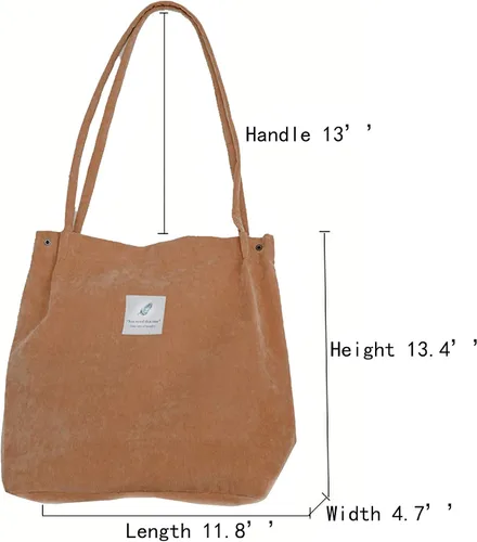 Vista 4 de Tchh-Dayup Bolso de lona para mujeres y chicas, bolso de pana.
