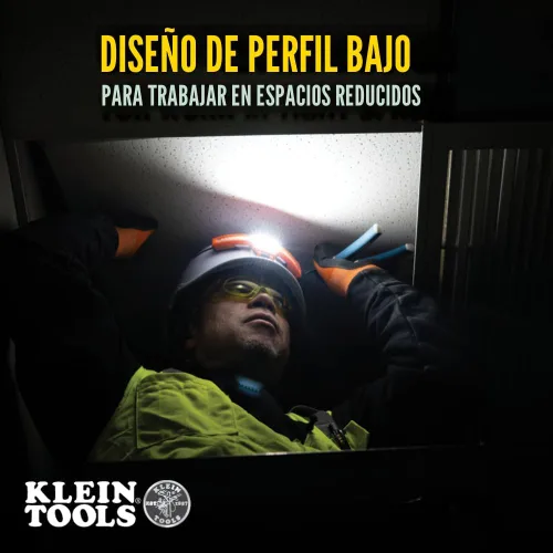 Vista 3 de Klein Tools KHH56308 linterna frontal recargable LED de haz ancho para cascos duros Klein Tools, 770 lúmenes, para trabajo, batería y soporte