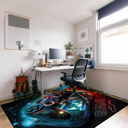 Vista 7 de Alfombra de área de juegos, alfombra de juegos 3D, tapete controlador de gamepad para niños y niñas, dormitorio, sala de juegos, alfombras
