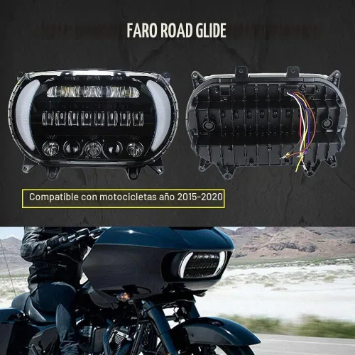 Vista 3 de Road Glide Faros LED con Intermitentes para Motocicletas, Luces Laterales de Circulación Diurna aptas para Motocicleta Road Glide 2015 2016 2017