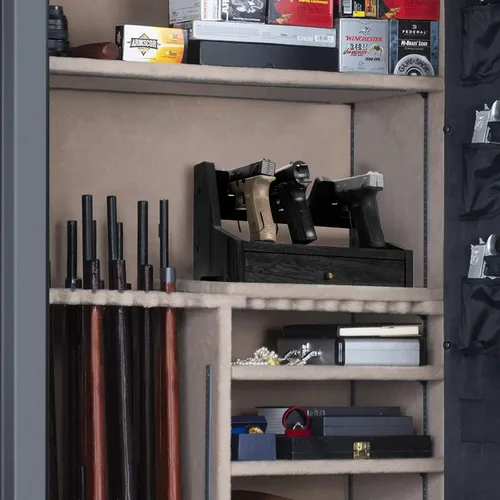 Vista 3 de DGWJSU Estante para Pistolas Caja Fuerte de Armas, Soporte de Estante para Pistolas de Madera Real para Accesorios de Gabinete de Armas, Organizador