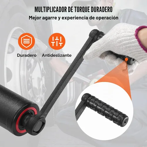 Vista 6 de VEVOR Multiplicador de Par, Juego de Llaves Multiplicadoras de Par de Servicio Pesado, Llave para Tuercas de Rueda con Impulsor de 1 Pulgada