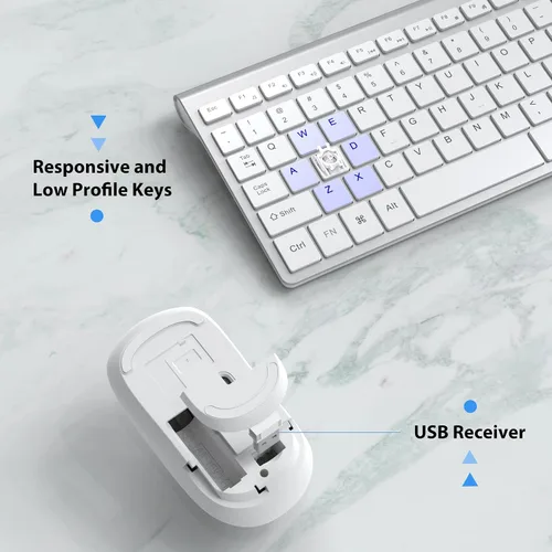 Vista 18 de JOYACCESS Combo de teclado y mouse inalámbricos, 2.4G compacto y ultra delgado teclado inalámbrico y mouse para Windows, computadora, escritorio