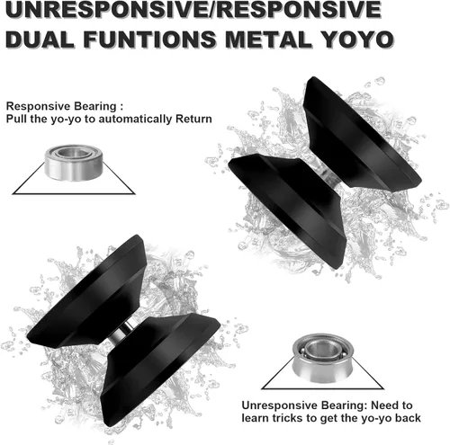 Vista 4 de Yoyo de metal W07 de doble modo: yoyo sensible y no sensible, una opción para niños y adultos, adecuado para principiantes y jugadores avanzados