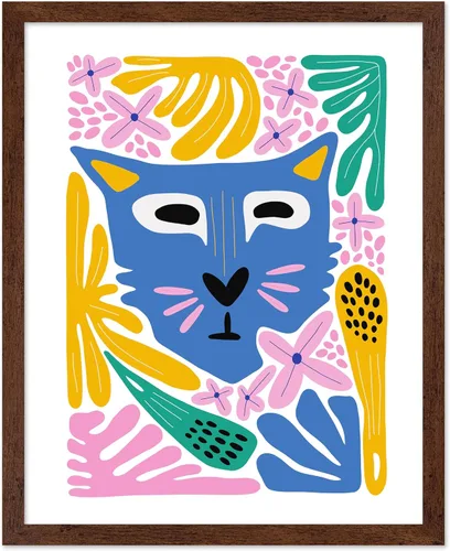 Vista 17 de Poster Master Póster de gato – Estampado floral retro – Arte de flores – Arte colorido de gato – Arte bohemio chic – Arte abstracto genial – Arte