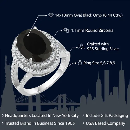 Vista 2 de Gem Stone King Anillo de plata de ley 925 con piedra natal ovalada de 0.55 x 0.39 pulgadas para mujer, anillo de compromiso de boda, aniversario