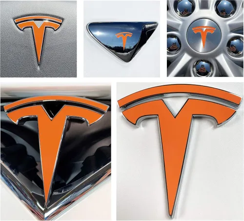 Vista 22 de Calcomanía con logotipo para Tesla Model S, Nosecone, juego de 14 piezas (verde brillante)