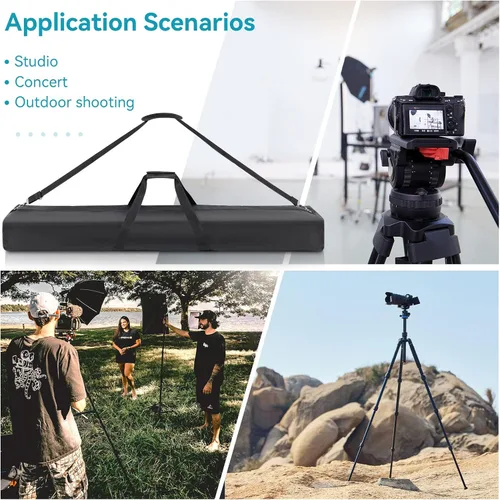 Vista 7 de Bolsa de transporte para trípode, funda de transporte de 25 pulgadas de largo para soportes de altavoces, soporte de luz/iluminación, postes