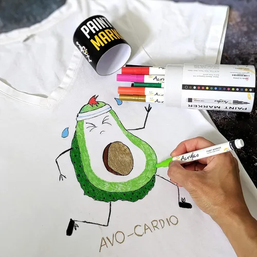 Vista 8 de Bolígrafos de pintura para pintura roca, piedra, cerámica, vidrio, madera, lienzo, juego de 16 marcadores de pintura acrílica de punta extrafina