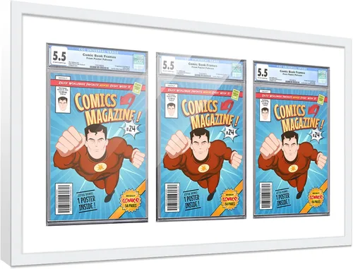 Vista 99 de Poster Palooza Marco de cómics con paspartú para 1 cómic de grado CGC, CBCS o PGX, marco de cómic de bronce para cómic de 8.125 x 13 pulgadas