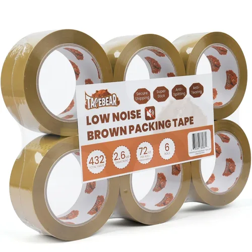 Vista 10 de TAPEBEAR Cinta de embalaje marrón, 12 rollos, repuestos de cinta de embalaje resistente de 1.88 pulgadas x 55 yardas para cajas, cinta marrón