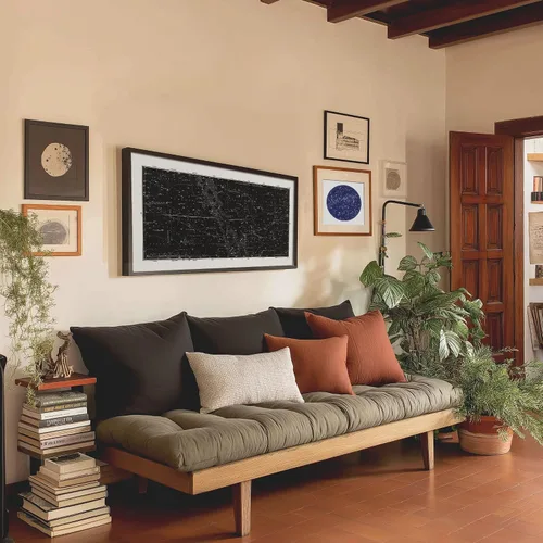Vista 4 de Arte de pared azul grande mapa de constelación para oficina en casa, dormitorio, decoración moderna del hogar, astronomía celestial, mapa