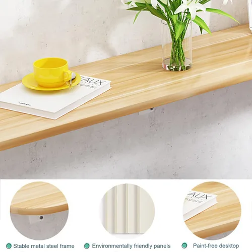 Vista 3 de QQXX Mesa plegable montada en la pared, mesa de comedor resistente que ahorra espacio, mesa de trabajo larga plegable fácil de montar, escritorio