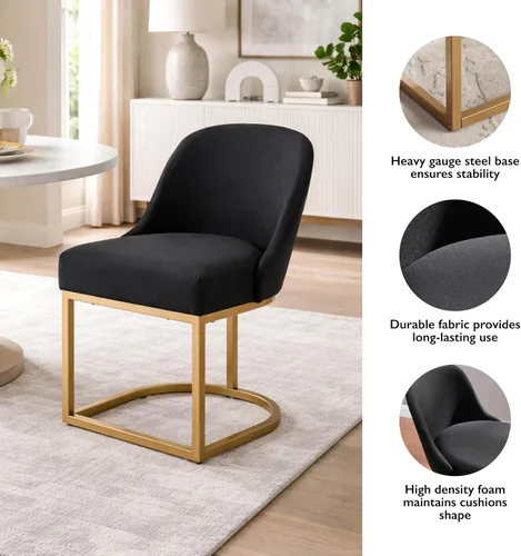 Vista 7 de Leick Home Silla de comedor Barrelback, color negro, dorado Oro