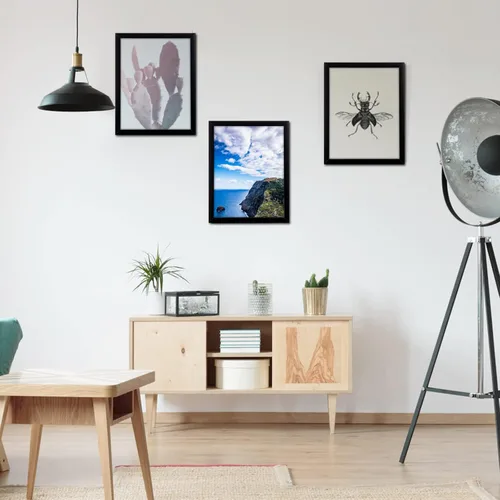 Vista 4 de MENNTHUI Marco de fotos negro de 9 x 12 pulgadas, montaje en mesa y pared horizontal o verticalmente, decoración para fotos, pinturas, carteles