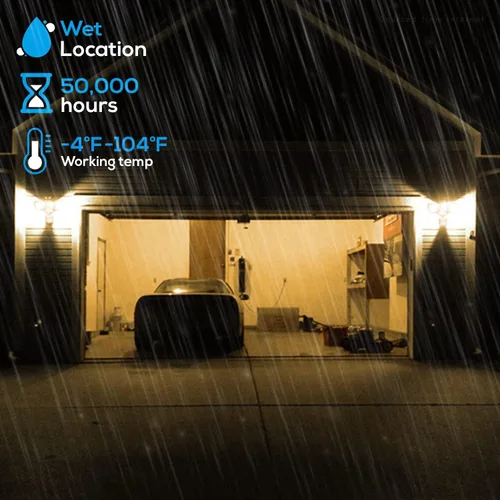 Vista 4 de LEONLITE Luz de inundación con sensor de movimiento, certificación ETL, luces LED de seguridad de aluminio del atardecer al amanecer, cabezales