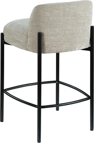 Vista 8 de Meridian Furniture 429Beige-C Burton Collection Modern Taburete contemporáneo con tela de felpilla beige suave, marco de metal negro mate, 17.5