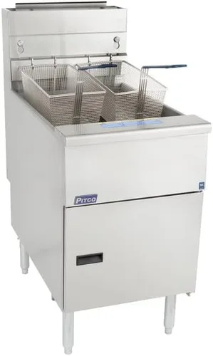 Vista 2 de Pitco SG18-S Freidora de piso de acero inoxidable de 75 lb (SG18-S 75 lb)