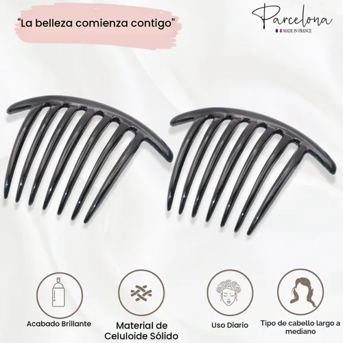 Vista 2 de Parcelona French Twist - Juego de 2 peines de celuloide de 4 pulgadas (4.0 in), flexibles, duraderos, antideslizantes, accesorios para el cabello