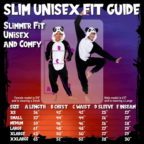 Vista 4 de Slim Fit Adult Onesie - Animal Halloween Costume - Plush Fruit One Piece Cosplay Suit for Women and Men by FUNZIEZ!