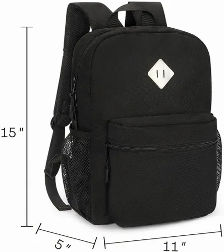 Vista 2 de Mochila para niños pequeños STEAMEDBUN para niños y niñas, mochila escolar para niños pequeños, Negro, 15 pulg., pequeña, Classic