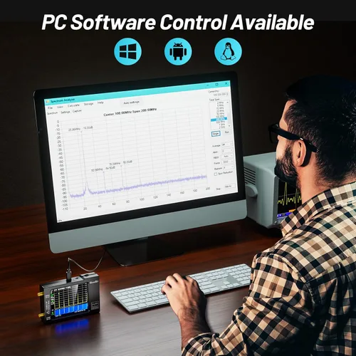 Vista 5 de Analizador de espectro portátil TinySA, SEESII actualizado V0.3.1 analizador de frecuencia pequeño portátil de mano de 100kHz a 960MHz entrada
