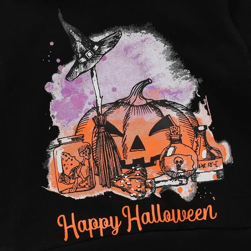 Vista 5 de Trajes de verano para niños y niñas, traje de Halloween con estampado de calabaza, manga larga, pantalones deportivos 5t