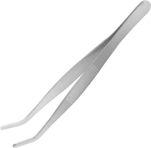 Vista 9 de Auniwaig Pinzas de acero inoxidable de 4.92 pulgadas de longitud con punta dentada curvada para reparación de manualidades, herramientas