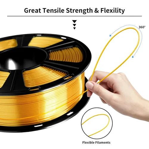 Vista 5 de GEEETECH Filamento PLA de color dorado sedoso de 0.069 libras, filamento de seda brillante para impresora 3D, carrete de 2.2 libras, precisión