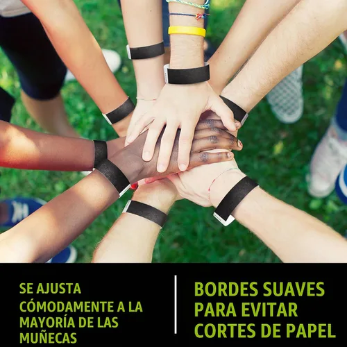 Vista 5 de 100 pulseras Tyvek negras Wristco para eventos Negro
