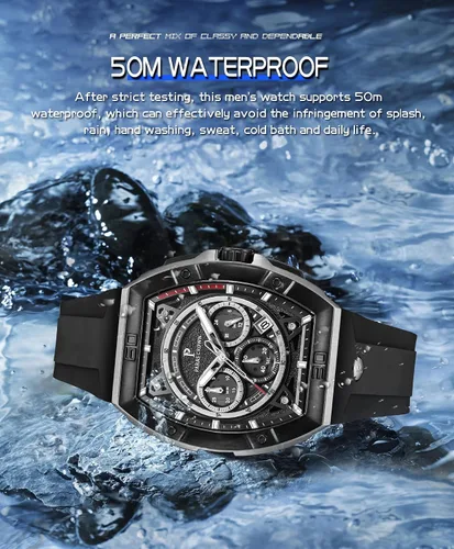Vista 5 de Paras - Reloj de corona para hombre resistente al agua cronógrafo de lujo relojes analógicos con fecha reloj de pulsera de cuarzo con correa