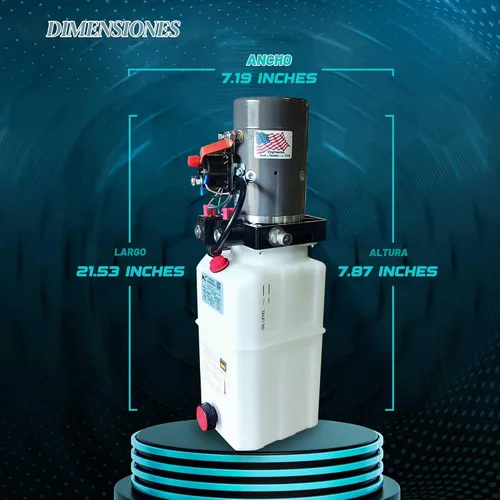 Vista 3 de Unidad de potencia compacta de bomba hidráulica, 6 cuartos de galón Sistema de elevación portátil de doble efecto de 12 V CC de capacidad de 6