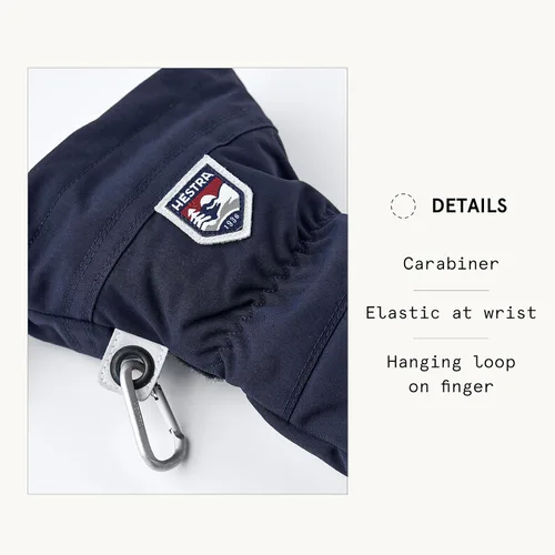 Vista 4 de Hestra Manopla de Esquí Heli Army Leather, Guante Manopla de Nieve para Esquí y Snowboard para Hombres y Mujeres