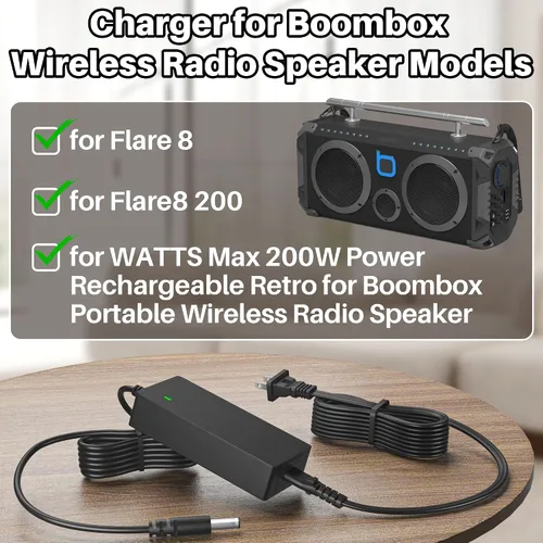 Vista 2 de Cable de alimentación DC de 22 V compatible con Bumpboxx Flare 8 200 vatios máx. 200 W, cable de alimentación inalámbrico portátil para altavoz