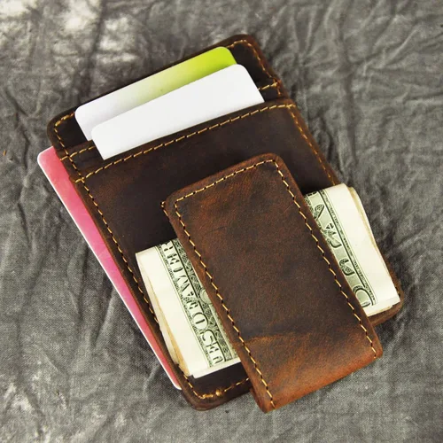 Vista 7 de Billetera de doble cara de cuero para hombre, moderna, pequeña, delgada, perfecta para tarjetas, monedas, etc. Billetera delgada y resistente