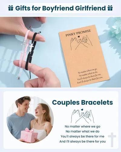 Vista 3 de VU100 Pulseras a juego para parejas Pulseras Regalos para novia novio Regalos de relación a larga distancia Pulseras a juego Regalo para aniversario