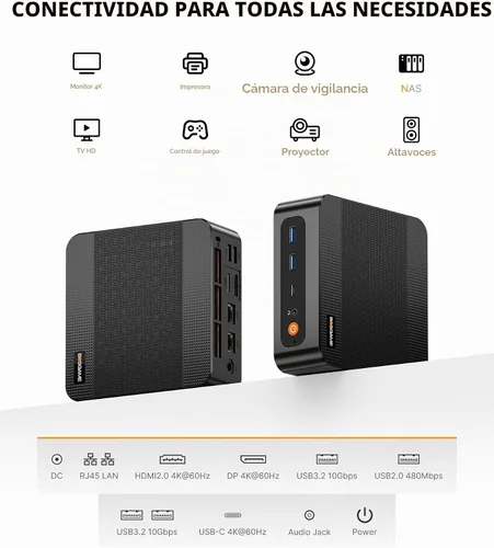 Vista 8 de BOSGAME P6 Neo Mini PC, AMD Ryzen 7 6800H 24GB LPDDR5X RAM 512GB PCIe SSD