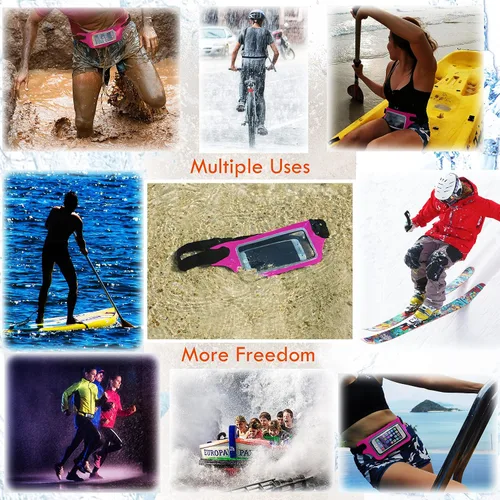 Vista 6 de Riñonera impermeable para correr para iPhone 6, 7, 8, 11, 12 Plus y Android Samsung, con funda para pantalla táctil, bolsa de cintura seca con Hot