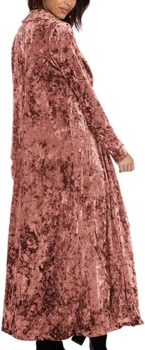 Vista 4 de Cárdigan largo de terciopelo para mujer, ropa de abrigo vintage, chaqueta de manga larga